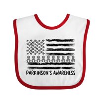 Inktastic Parkinson's Awareness Gray Ribbons and Flag Boys or Girls Baby Bib