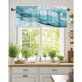 thumbnail image 2 of Marble Texture Valances for Windows Watercolor Blue Wave Abstract Art Valance Rod Pocket Light Filtering Short Window Treatments Curtains for Kitchen Bathroom Living Room Bedroom, 42 x 12 Inch, 2 of 7