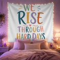 thumbnail image 2 of Rise Through Hard Days Quote on Light Blue, Inspirational Illustration for Resilience Fans, Typography Wall Art, Graduation Gift, Tapestry Wall Hanging for Bedroom and Dorm, 2 of 7