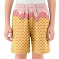 thumbnail image 2 of BloomJoy Big Kid Ice Cream Shorts Boy 2-14T Summer Preppy Ice Cream Baseball Shorts Casual Elastic Waist Short-Pants with Pockets 9-10 Years Light Pink Summer Shorts, 2 of 5