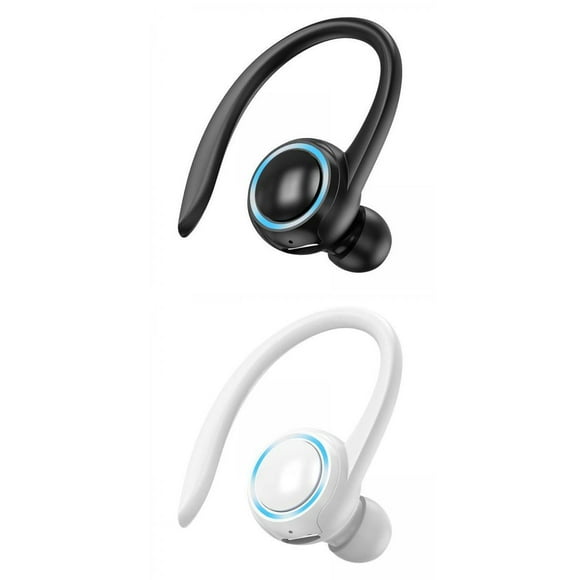 2x Auricular Inalámbrico Bluetooth Gancho Para La Oreja En La Oreja Para Correr Blanco + Negro