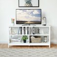 thumbnail image 4 of Gymax TV Stand Entertainment Media Center for TV's up to 55'' w/ Storage Shelves White, 4 of 10