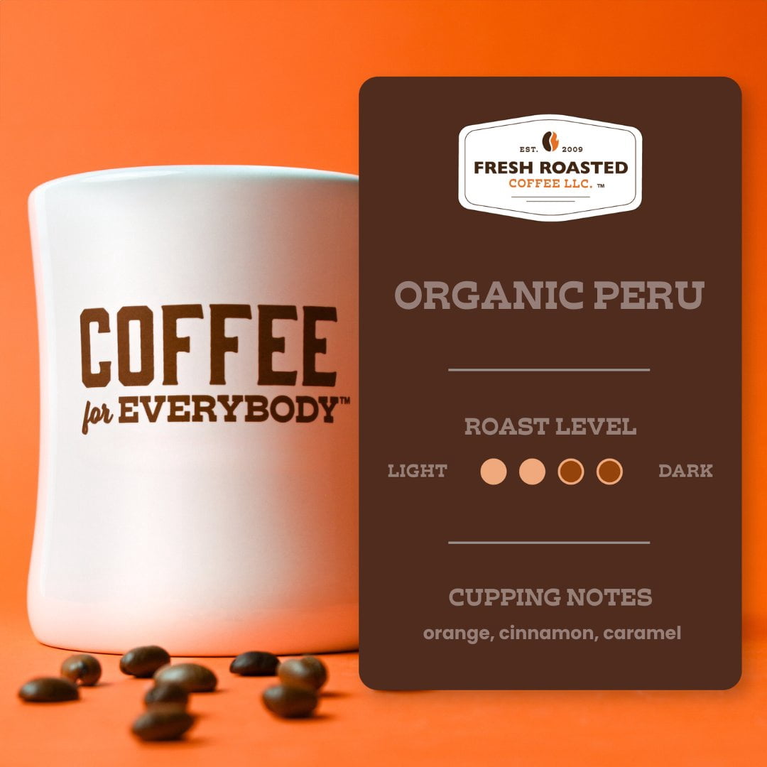 Fresh Roasted Coffee, Organic Peru Coffee, Medium Roast, Whole Bean, 80 oz 5 lbs