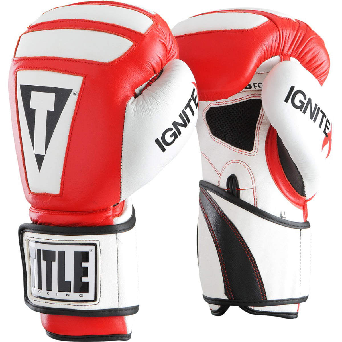 Black/White/Red Title Boxing Infused Foam Enthrall Hook & Loop Training Gloves 