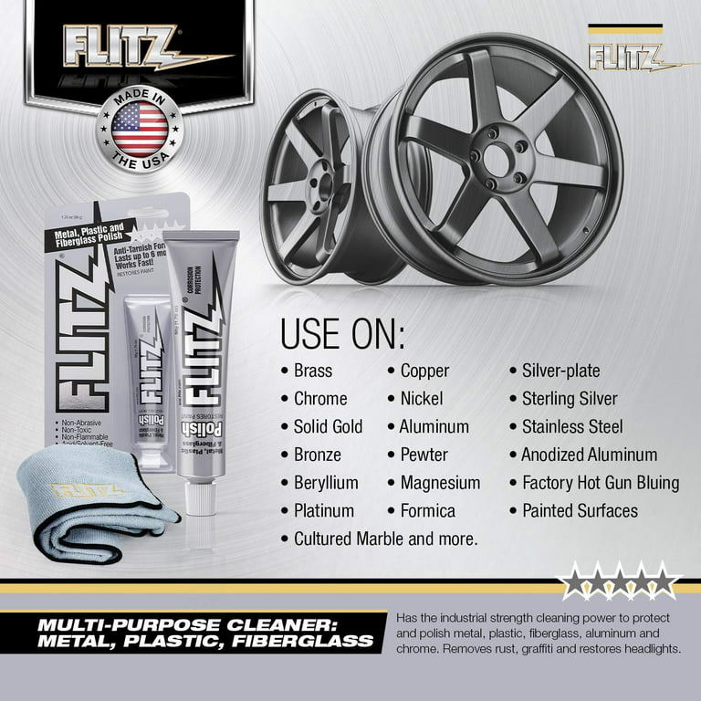 Flitz Multi-Purpose Polish and Cleaner Paste for Metal, Plastic, Fiberglass, Aluminum, Jewelry, Sterling Silver: Great for Headlight Restoration +