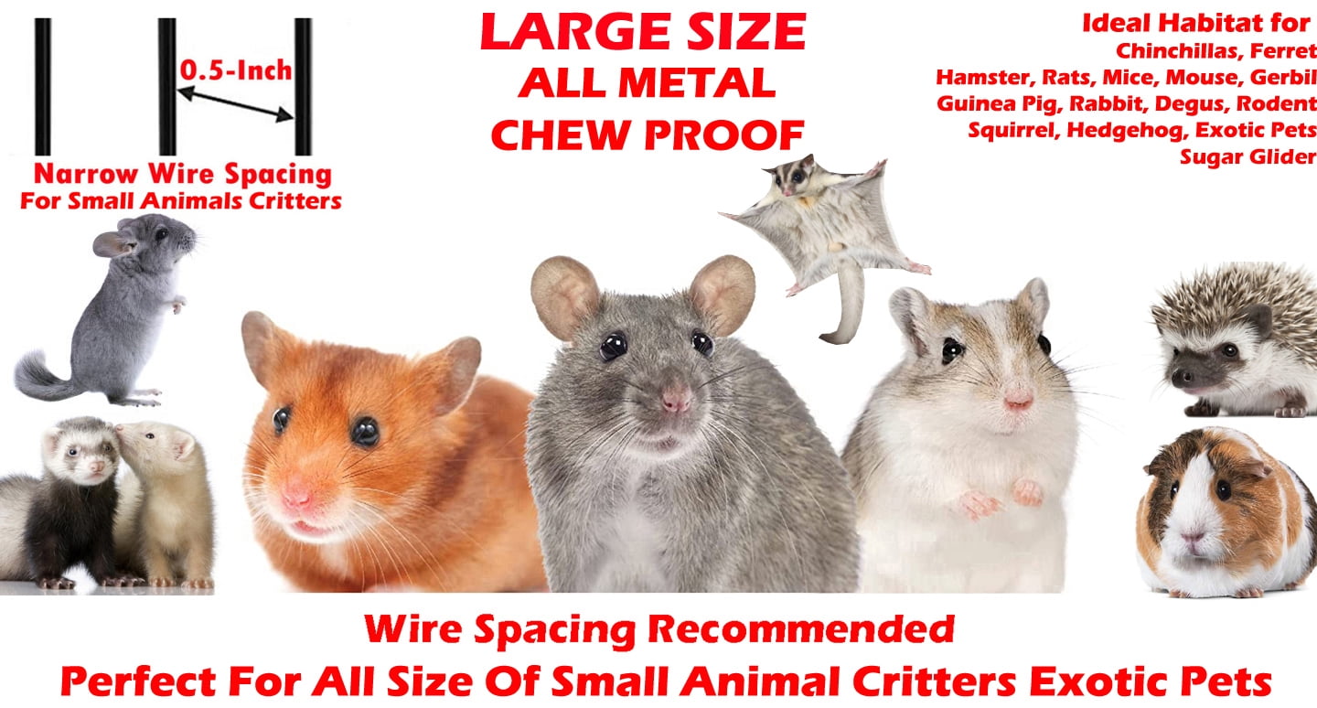 54" LARGE Wrought Iron 3-Levels Ferret Chinchilla Sugar Glider Rats Mice Rabbit Squirrel Hamster Mouse Cage with Removable Stand