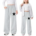 thumbnail image 2 of DHFJKG Sweatpants For Girls Wide Leg Drawstring Casual Kids Joggers Loose Fit Star Printed Kids Teens Pants With Pockets Lightweight Stylish Trousers, 2 of 4