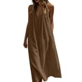 thumbnail image 3 of JIAYUE Women's Backless Dress Casual Summer Casual Sleeveless Solid Color Spaghetti Strap Crew Neck Dresses Loose Fit Lightweight Home Everyday Comfortable Soft Wear, 3 of 9