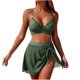 thumbnail image 2 of Trajes de baño para mujer, Trajes de baño para mujer, Traje de baño bikini de tirantes sin espalda de color liso para mujer, Conjunto de bikini con bloques de color y hombros descubiertos, Traje de ba, 2 of 6