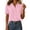 Pink, variant on Blouse for Women Pintuck Detail Button Down Collared Short Sleeve Rolled Cuff Shirt Lightweight Linen Blend Top for Everyday Wear