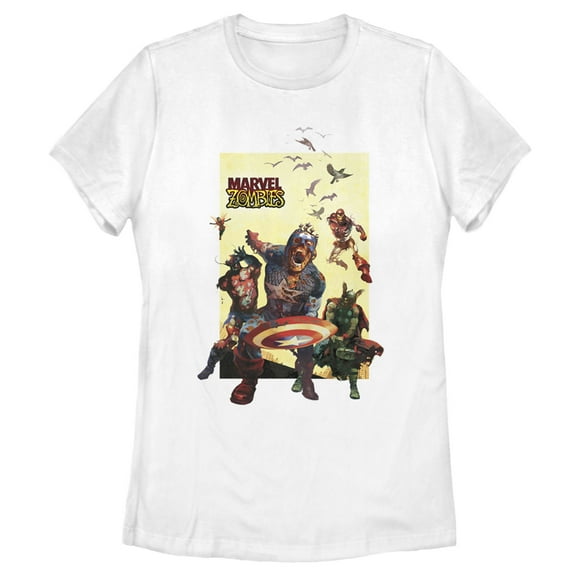 Women's Marvel Zombies Heroes Battle  Graphic Tee White Large