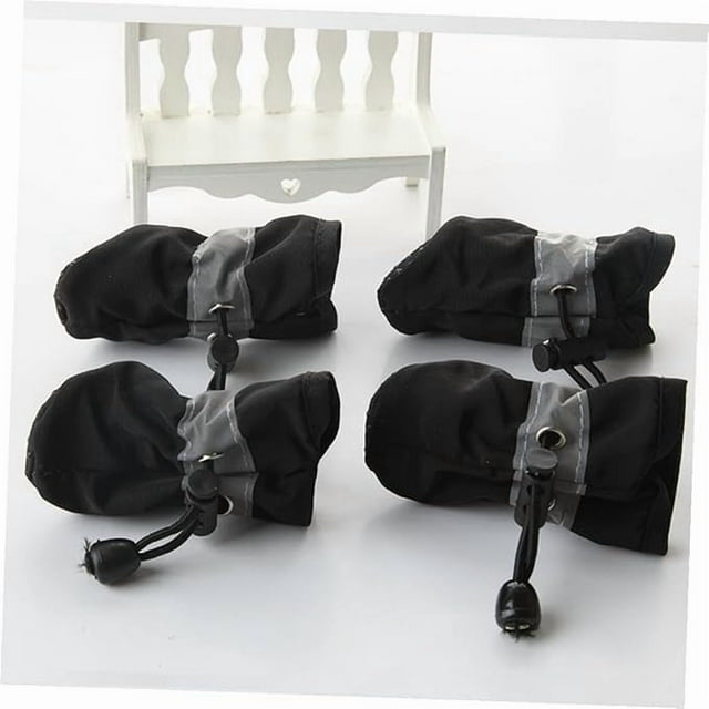 4 Pcs Waterproof Dog Shoes for Small to Medium Dogs, Soft Material Outdoor Boots, Non Slip Protection for Wet Days, Black