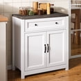 thumbnail image 2 of Aiho Farmhouse 30" W Kitchen Buffet Sideboard Cabinet, Coffee Bar Storage Cabinet with 1 Drawer and 2 Door, Perfect for Dining Room, Living Room, Gray Desktop, 2 of 10