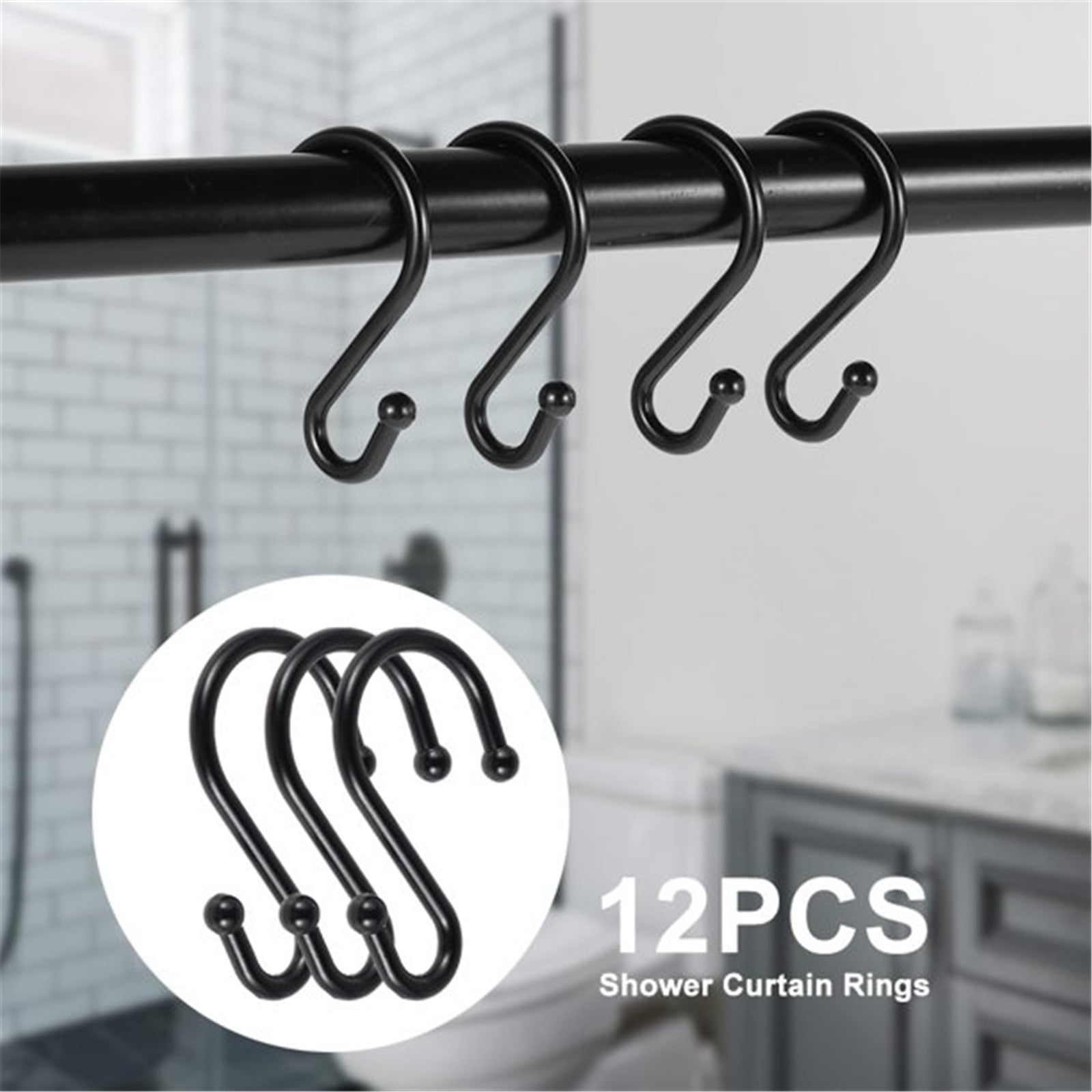 KUNPENG 12 Pack Bathroom Shower Curtain Hooks, Metal Shower Curtain