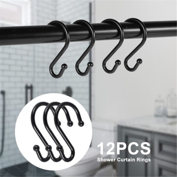 KUNPENG 12 Pack Bathroom Shower Curtain Hooks, Metal Shower Curtain
