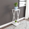 thumbnail image 2 of Lucky Monet 2-Tier Wood Metal Plant Stand Flower Pot Holder Rack Display Shelf White Stand+White Board 9.8x9.8x23.6", 2 of 5