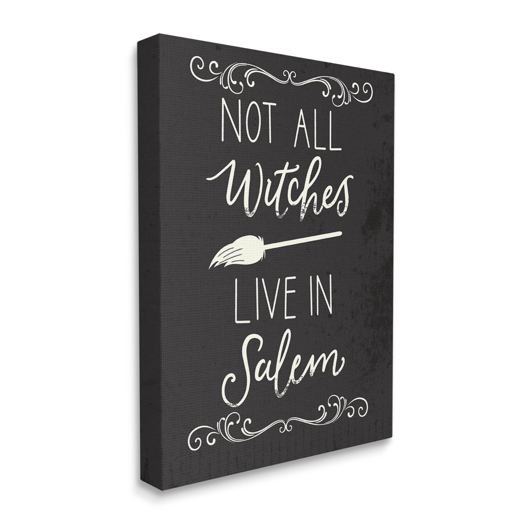 Stupell Industries Not All Witches Live In Salem Broom Graphic Art Gallery Wrapped Canvas Print Wall Art, Design by Louise Allen Designs