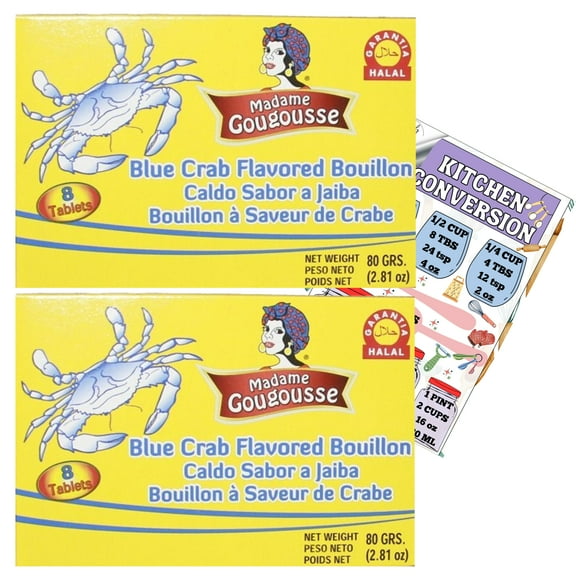 Madame Gougousse Blue Crab Flavored Bouillon 2.81oz (2) & Perdy Good Kitchen Chart