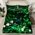thumbnail image 2 of Homewish Kawaii Black Cat Queen Sheet Sets for Kids, Green Leaf Plant Botanical Flat Sheet, Cartoon Kitten Animal Queen Fitted Sheet, Super Cozy Room Decor, 4-Piece, 2 of 7