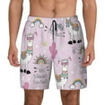 thumbnail image 3 of Uemuo No Drama Llama Pattern Mens Swim Trunks Quick Dry Board Shorts with Mesh Lining, Stretch Beach Shorts Quick Dry No-Chafing Board Shorts-Small, 3 of 9