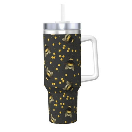 

Matuu Bumblebee for 40OZ Ice Cup with Handle Durable Thermal Cups Keep Drinks Cold and Hot Insulated Car Mug with Lid