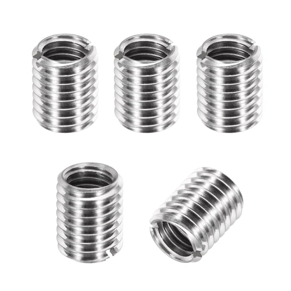 Thread Adapters Sleeve Reducing Nut, 5Pcs M10x1.5 Male to M8x1.25 Female Repairing Insert Nut Screw Reducer Conversion 303 Stainless Steel Fastener 12mm