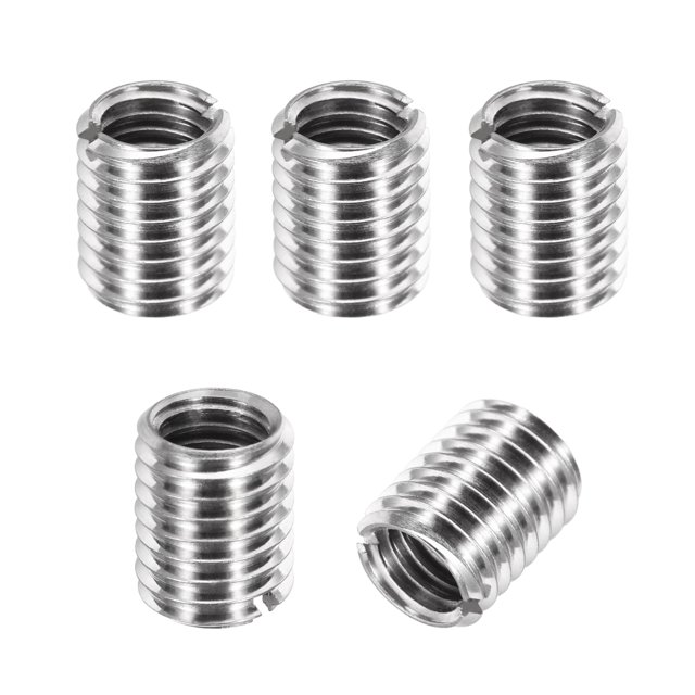 Adaptateurs de Filetage Manchon Réducteur Écrou, 5 Pcs M10x1.5 Mâle à M8x1.25 Femelle Réparation Insert Écrou Vis Réducteur Conversion 303 Acier Inoxydable Fixation 12mm