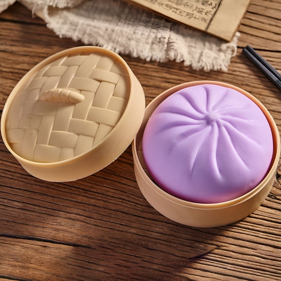 CYFW Dumpling squeezable Soft Stress Relief Toys,Giant Dumpling squeezable with Steamer Box,Mystery Dumpling squeezable Anxiety Relief Fidget Toys for Everyone