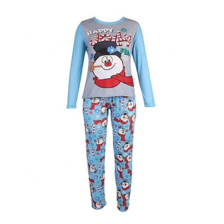 

Family Matching Pajamas Christmas Sleepwear Long Sleeve Sleep Shirt with Snowman Print Soft Loungewear Pjs Set