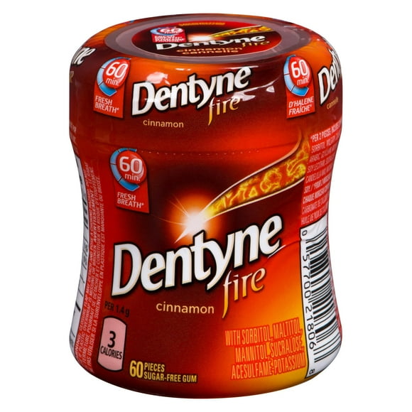 Dentyne Fire Cannelle, gomme sans sucre, 1 flacon (60 morceaux)