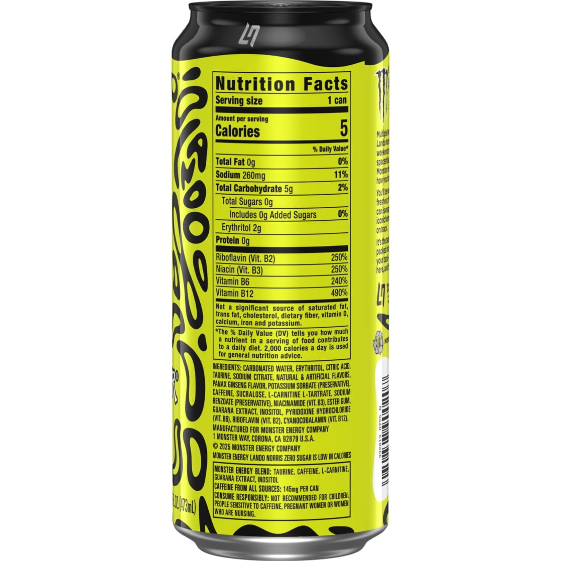 Monster Energy, Lando Norris, Sugar Free Energy Drink, 16 fl oz