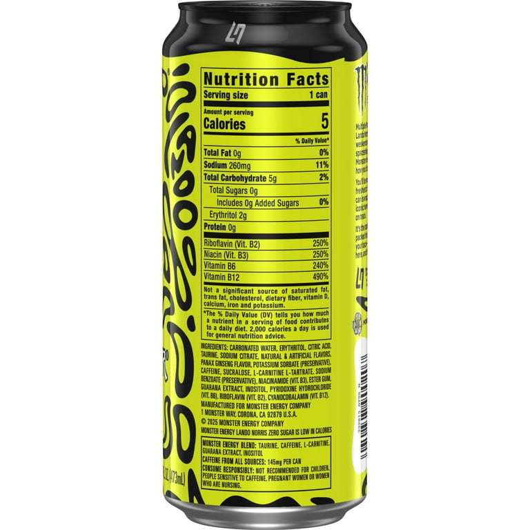 Monster Energy, Lando Norris, Sugar Free Energy Drink, 16 fl oz, Can