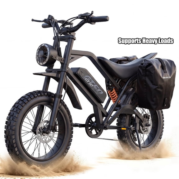 2500W Peak Electric Motorcycle 48V 25Ah, 20'' Fat Tire Off‑Road E‑Motorcycle 37MPH 65Miles Range,7 Speeds, Removable Battery Adult Electric Dirt Bike UL2849