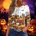 thumbnail image 2 of DORKASM Women Halloween Shirts 3/4 Sleeve Crew Neck Ghost Graphic Funny Print Casual Tshirt 2026 Spider Web Pumpkin Cute Shirts Spooky Spider Tee Yellow 2XL, 2 of 5
