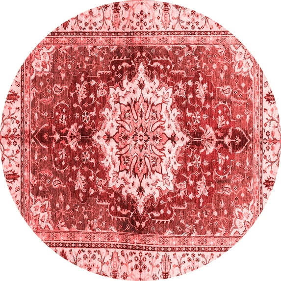Ahgly Company Indoor Round Abstract Red Modern Area Rugs, 7' Round