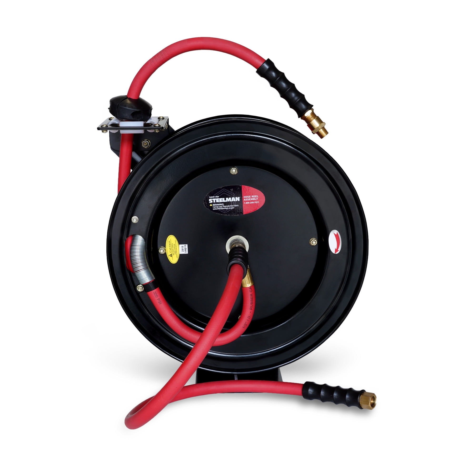 STEELMAN 96839-IND Enclosed Spring Pneumatic Hose Reel with 50-Foot 1/2-Inch ID Hose