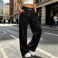 thumbnail image 3 of HomeDM Women's Sweatpants with Pockets Drawstring Wide Leg Black Athletic Lounge Pants Size XL, 3 of 7