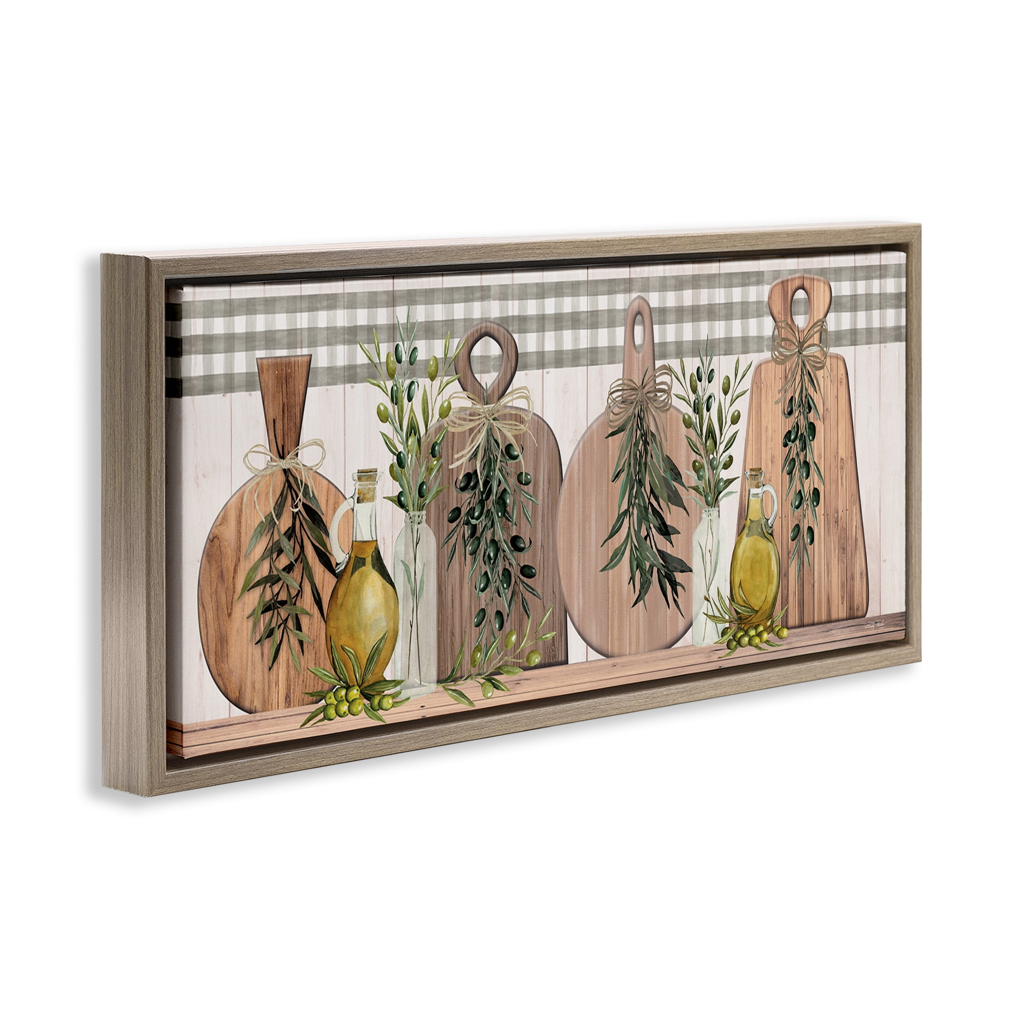 Stupell Industries Rustic Cutting Boards Food & Beverage Painting Brown Floater Framed Canvas Art Print Wall Art, 31 x 14