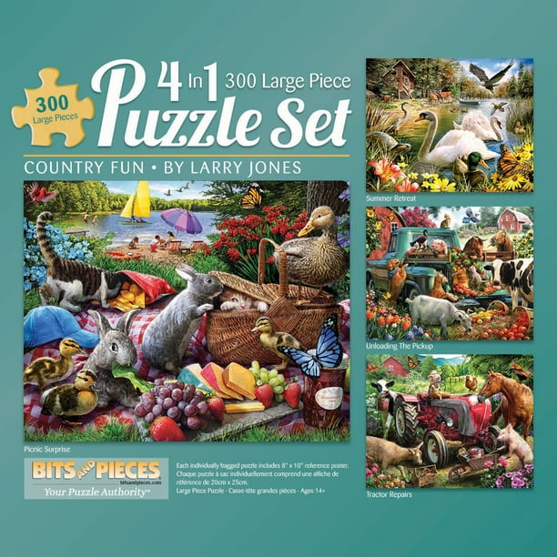 Bits and Pieces 4In1 MultiPack Country Fun 300 Piece Jigsaw