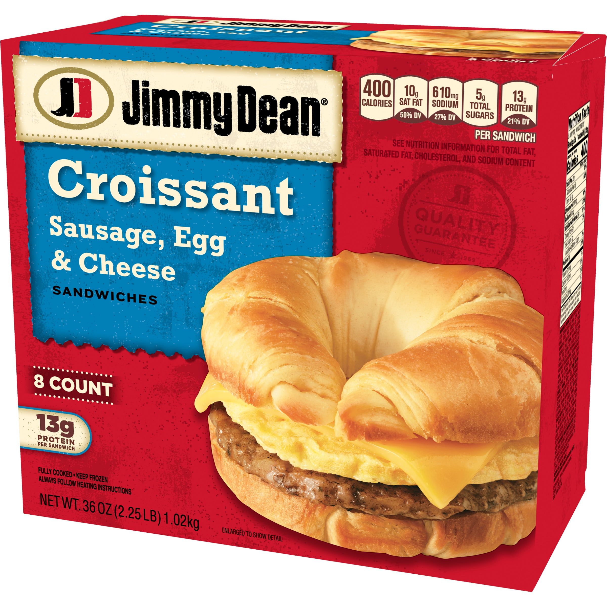 Jimmy Dean Sausage Egg Cheese Croissant Sandwiches 8 Count Frozen Walmart Com Walmart Com