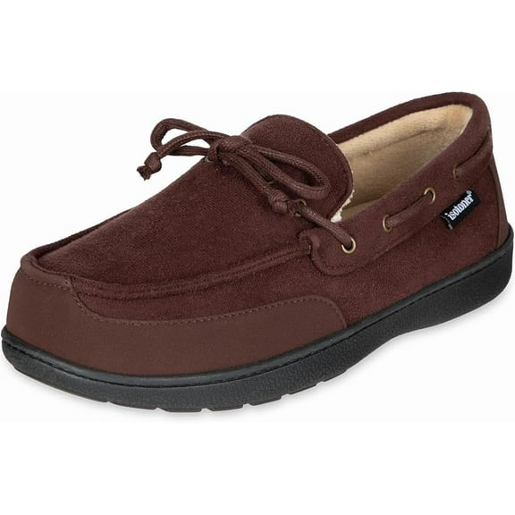 Isotoner Mens Indoor/Outdoor Water Repellent Boater Moccasins With Memory Foam Comfort DARK BROWN XL 11-12
