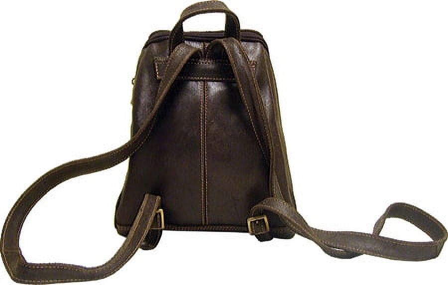 LeDonne Leather Distressed Leather U-Zip Womens Backpack - Chocolate - image 3 of 5