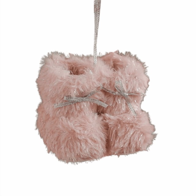 QIPOPIQ Bottines à Nœud en Peluche de Noël Roses Ornement de Sapin de Noël