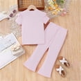 thumbnail image 4 of HCNTES Girls Summer 2 Piece Outfits Kids Short Sleeve Tops Wide Leg Pants Clothing Sets 3T 4T 5T 6T 7T Girls School Outfits Set(D01-Red,6-7 Years), 4 of 4