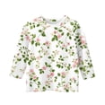 thumbnail image 4 of Iaqnaocc Shirts for Child Girls 10-12 3/4 Sleeve Cute Floral Print Tunic Tops Girls Clothes Fashion Crew Neck Blouses Casual Soft Gifts for Teen Girls Light Green 4-5 Years, 4 of 4