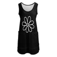 thumbnail image 2 of Black and White Daisy Flower Sleeveless U-Neck Fake Two Piece Dress clothing women summer summer dresses, 2 of 6