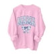 thumbnail image 4 of Penkiiy Mujeres de manga larga Mama Sweatshirts de cuello redondo Suéter suelto blusa ligera Tops M Rosa, 4 of 7