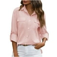 thumbnail image 3 of qolati Womens Button Down Shirt 2024 Casual Long Sleeves Cotton Linen Blouse Loose fit Classic Collared Business Work Dressy Tops with Pockets, 3 of 5
