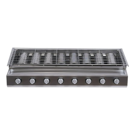 ChicHomey Stainless Steel BBQ Grill, Gas-Powered with Height Adjustment, Large Grill Grids, and Safe Flame-Free Design