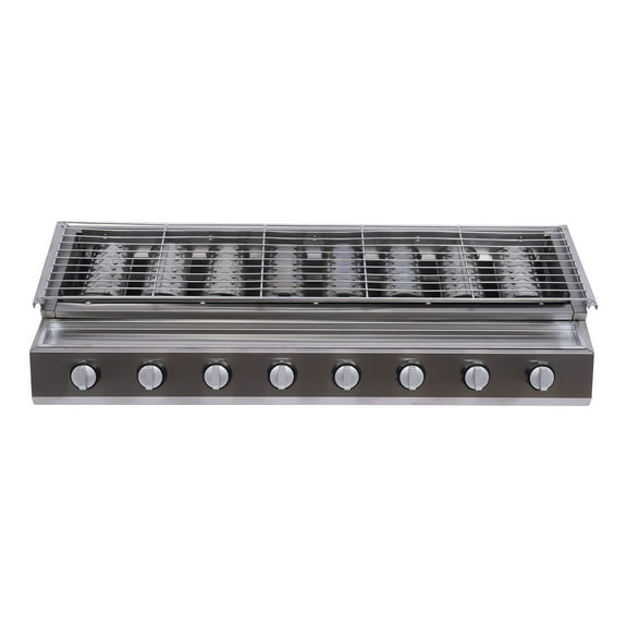 ChicHomey Stainless Steel BBQ Grill, Gas-Powered with Height Adjustment, Large Grill Grids, and Safe Flame-Free Design